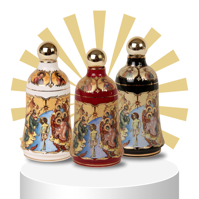 Holy Water Bottles with 24k Gold Hand made Design.