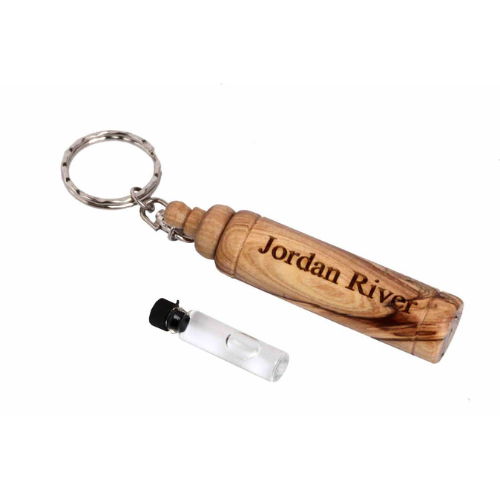 Olive Wood Key Chain Contains Holy Water