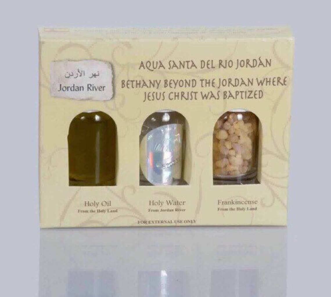 Bless yourself with Holy Water from the Jordan River where Jesus Christ was Baptized A Three Bottle Gift Set the Perfect Gift from Holy Land